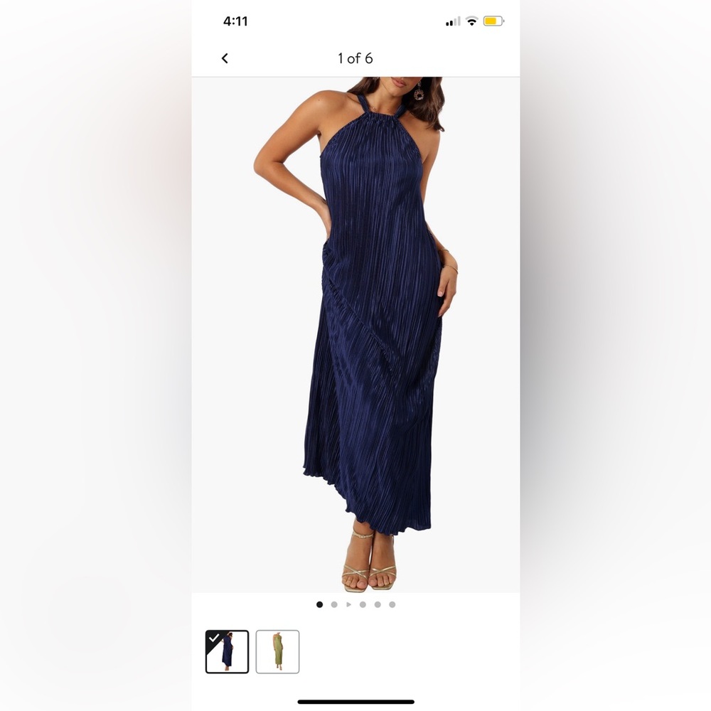 Petal & Pup Navy Melody Plisse Halter Maxi Dress